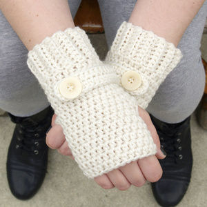 Ivory Fingerless Wristlets - MADE TO ORDER